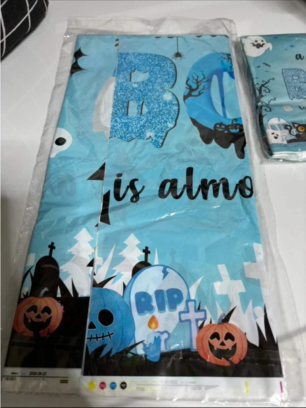 Blue 'A Little Boo Is Almost Due' Halloween Baby Shower Party Set